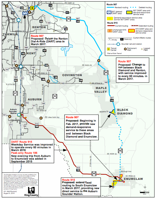 Past and future changes to rural bus service in Southeast King County. (King County)
