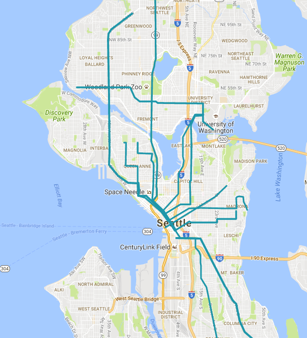                      Top Ten Corridors For Bus Ridership
                     