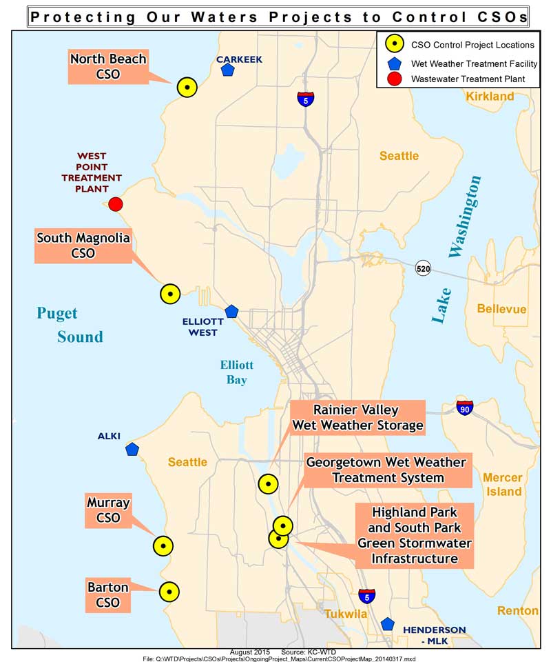 CSO projects in design, planning, or construction. (King County)
