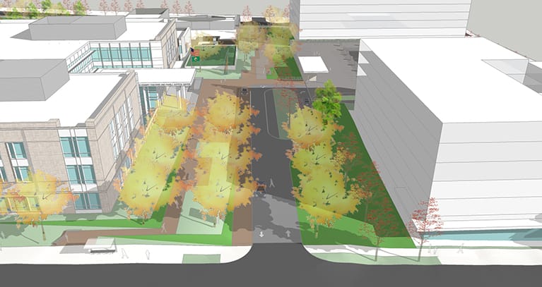 The parking ramp must be the grey box to the right. (King County)