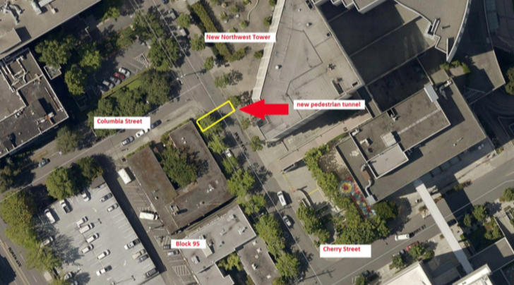 Proposed location of the Swedish First Hill tunnel. (City of Seattle)