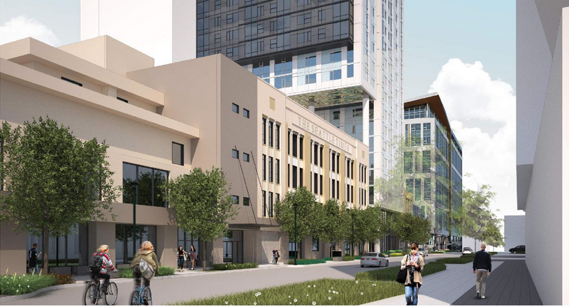 The new 41 story tower would rise above the existing Seattle Times office. (Via)