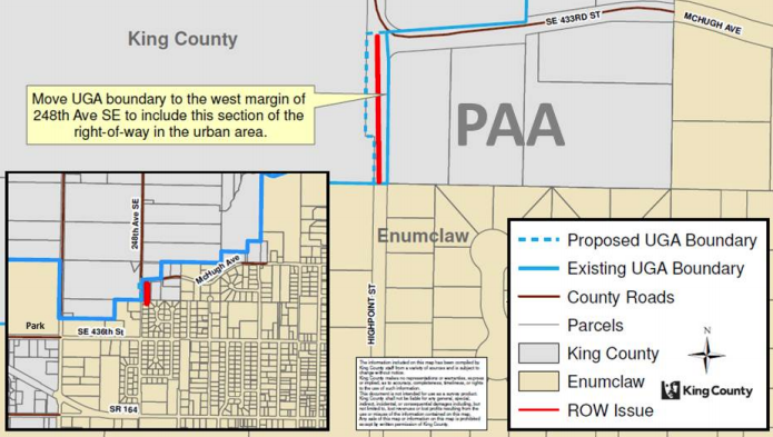 Adjustments near Enumclaw related to a right-of-way. (King County)