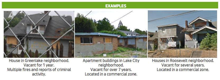 Examples of vacant housing in Seattle. (City of Seattle)
