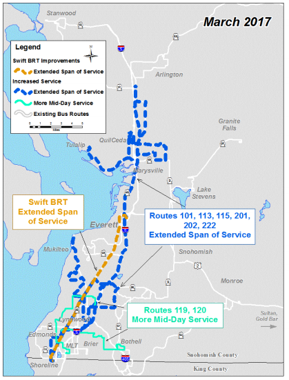 General service improvements for March 2017. (Community Transit)