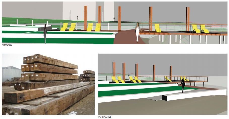 Concept for the five pier posts. (Walker/Macy / City of Seattle)