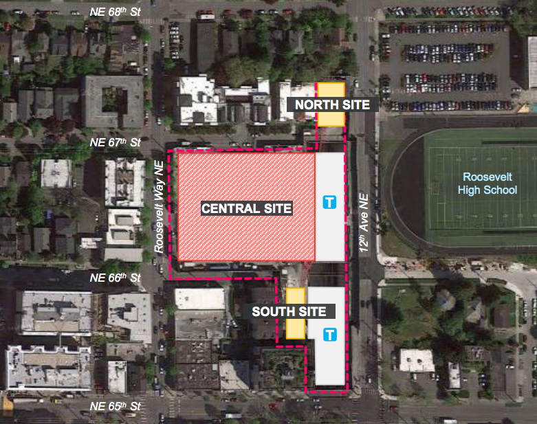 Three sites are planned for TOD in Roosevelt. (Sound Transit)