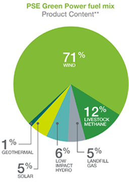 PSE's standard Green Power program fuel mix. (Puget Sound Energy)