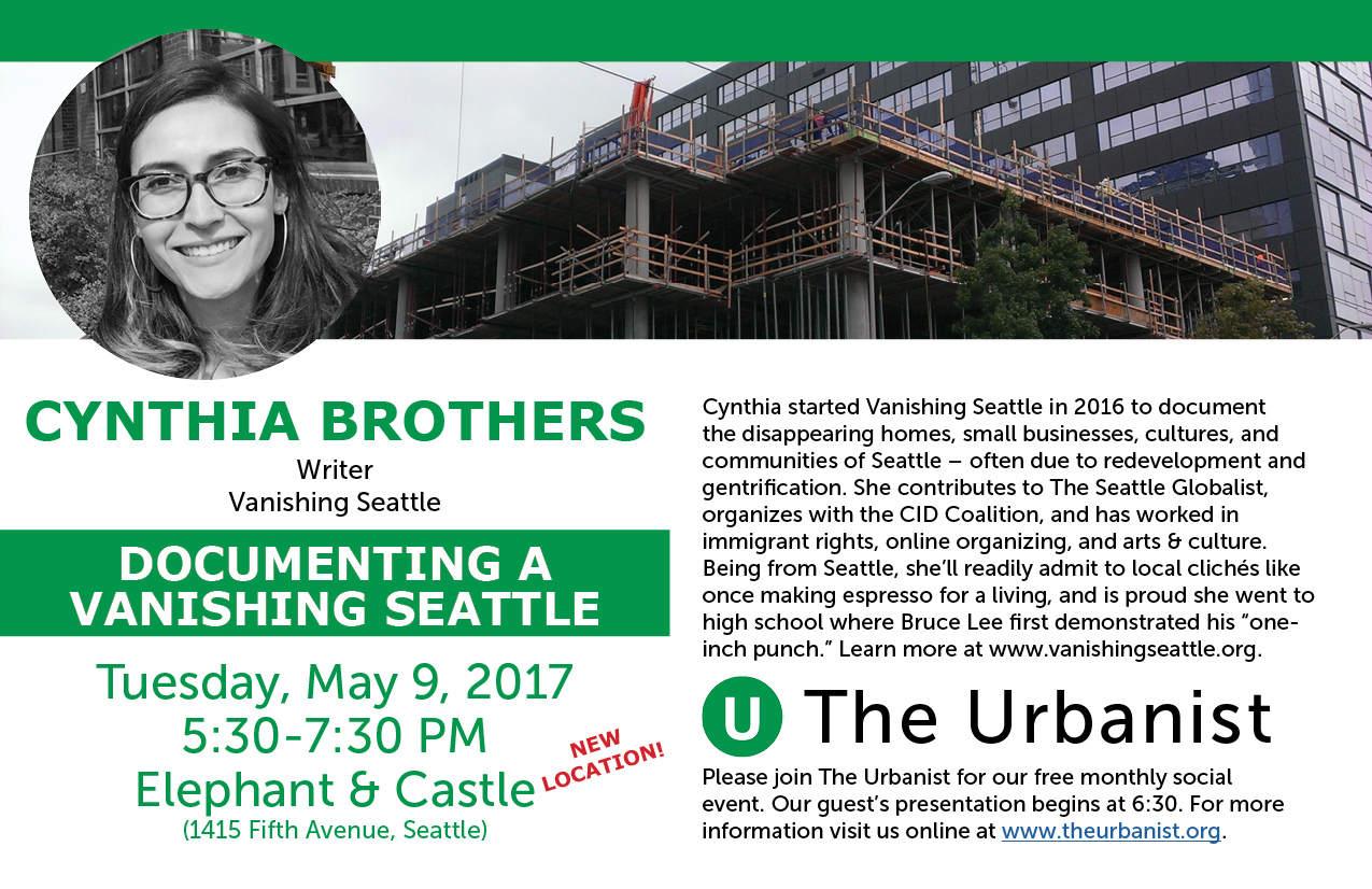 Next Urbanist Meetup Is Tuesday, May 9th