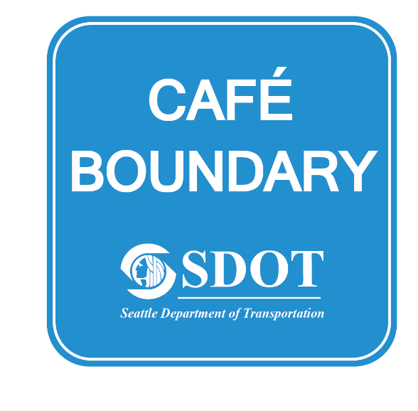 A typical sidewalk café placard marker. (City of Seattle)