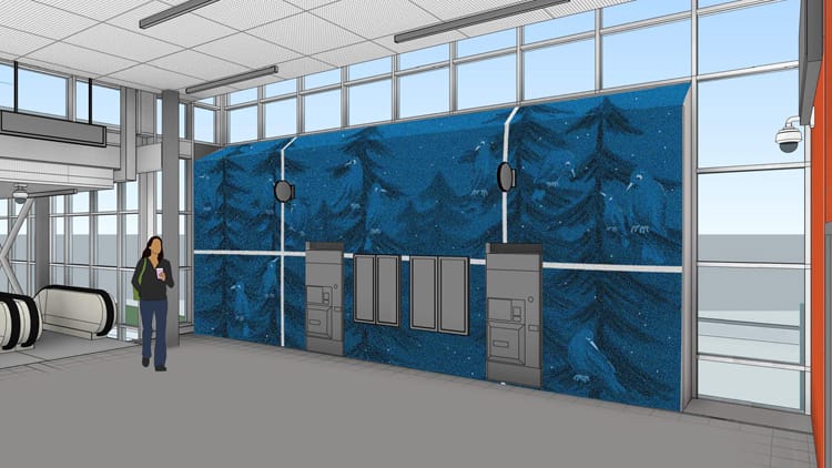 Artistic mosaic inside the future 185th Street Station. (Sound Transit)