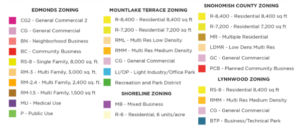 Key to the zoning map. (City of Edmonds)