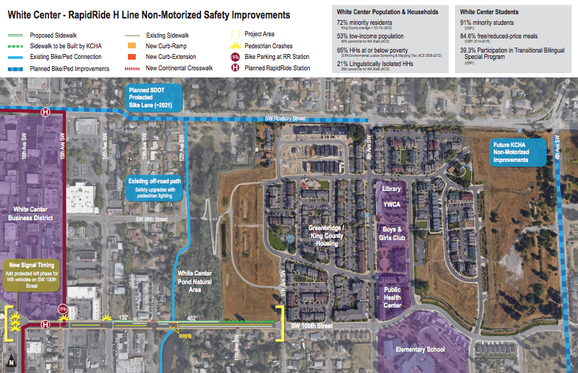 Proposed non-motorized projects to support the RapidRide H Line. (King County)