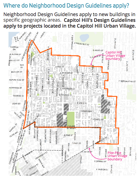 Where the Capitol Hill Neighborhood Design Guidelines apply. (City of Seattle)