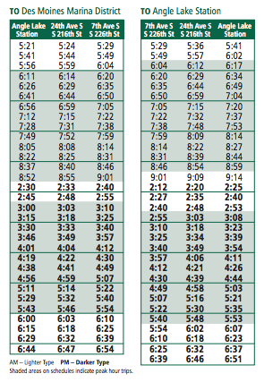 Weekday schedule for Route 635. (King County)