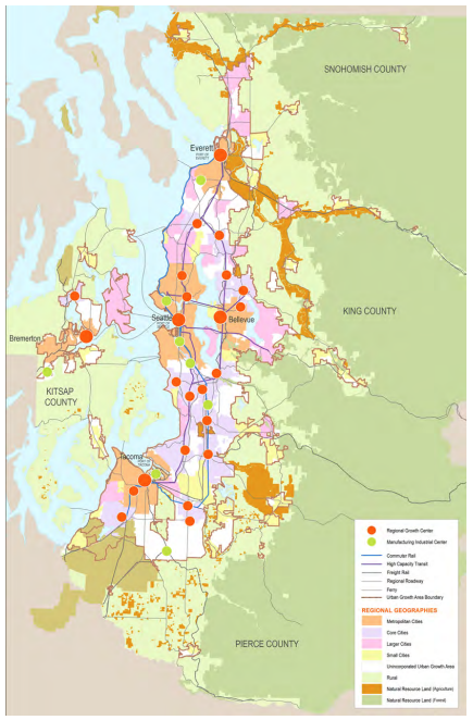 Existing designations on Regional Growth Strategy map under VISION 2040. (PSRC)