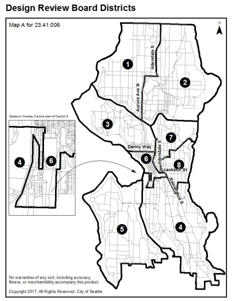 The eighth district will be the new Central Area Design Review Board. (City of Seattle)