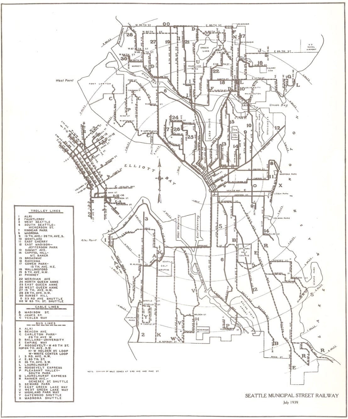 Seattle’s old network of trolley, cable, and bus lines. (Seattle Municipal Archives)