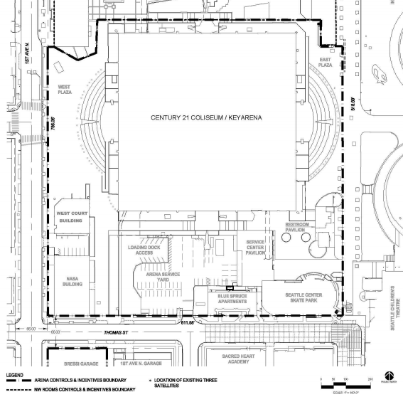 KeyArena site with preservation controls and incentives. (City of Seattle)