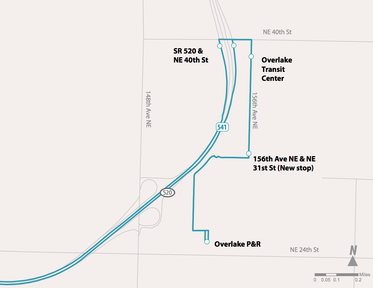 Proposed changes to Route 541. (Sound Transit)
