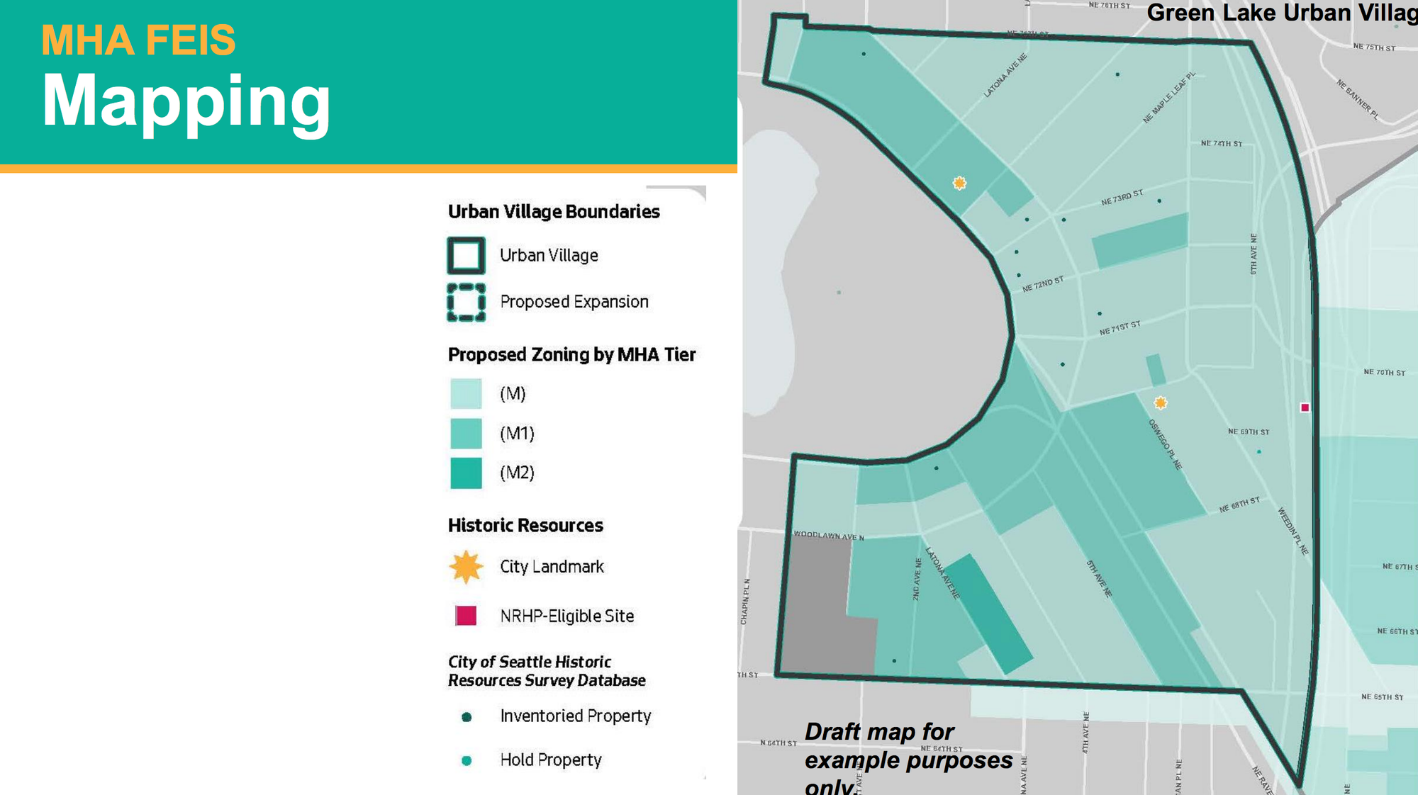 Example of new maps for FEIS with inventoried historic resources. (City of Seattle)
