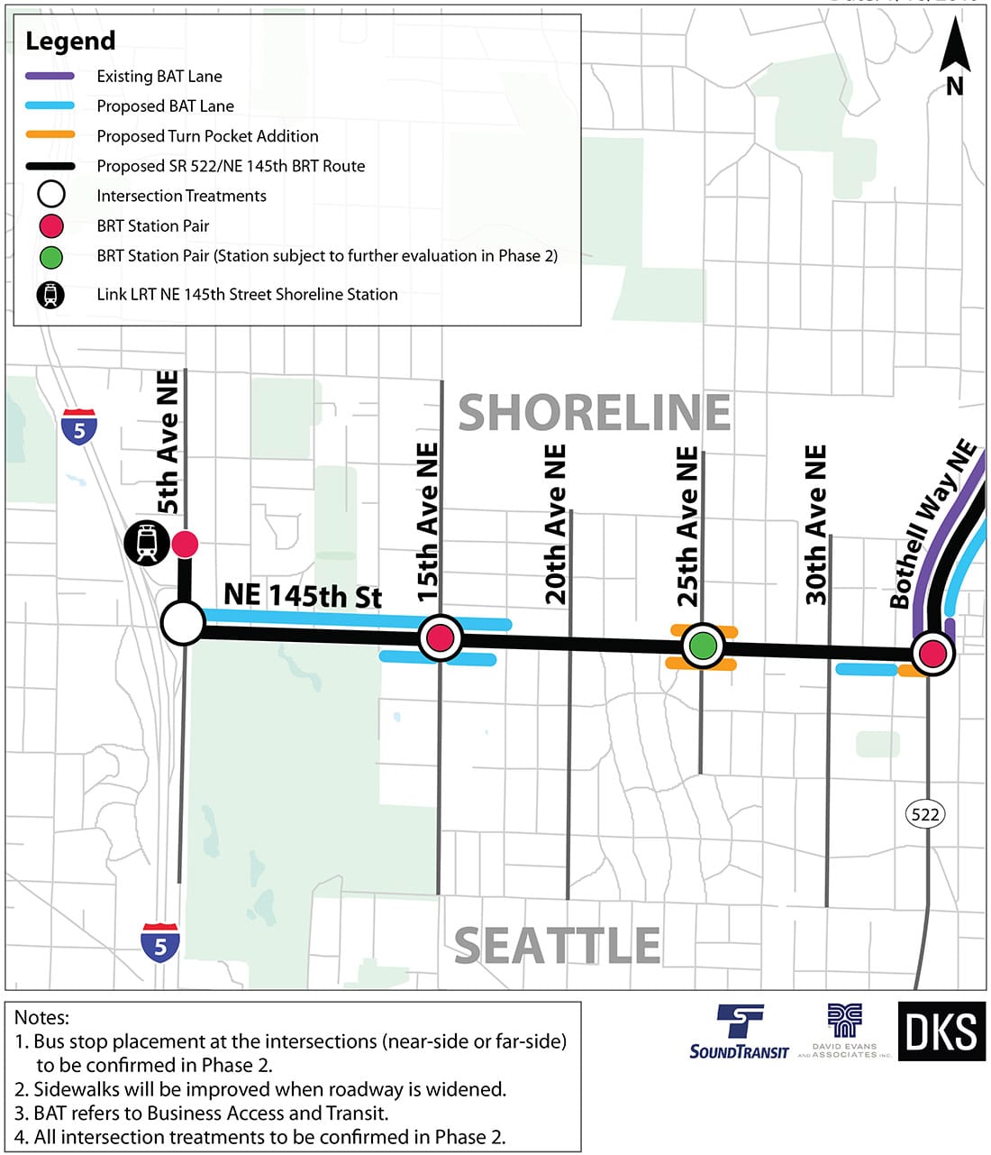Preliminary corridor improvements and BRT treatments for Seattle and Shoreline. (Sound Transit)