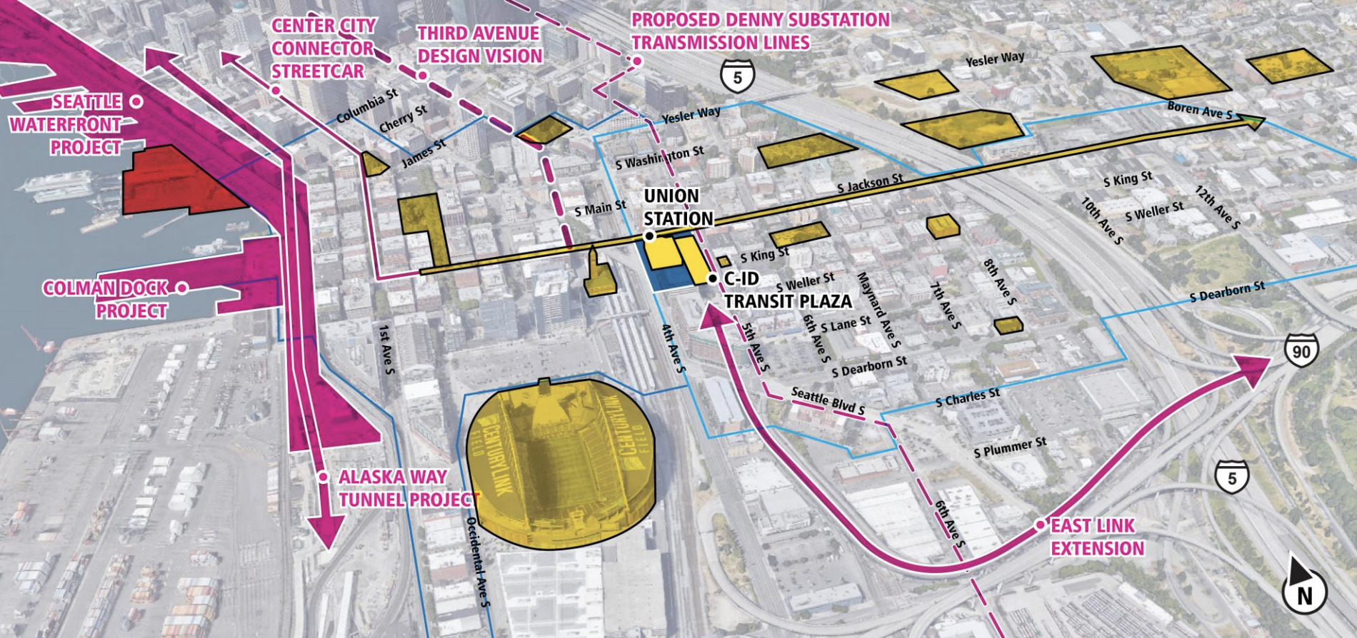 Major projects intersecting with the station area. (Sound Transit)