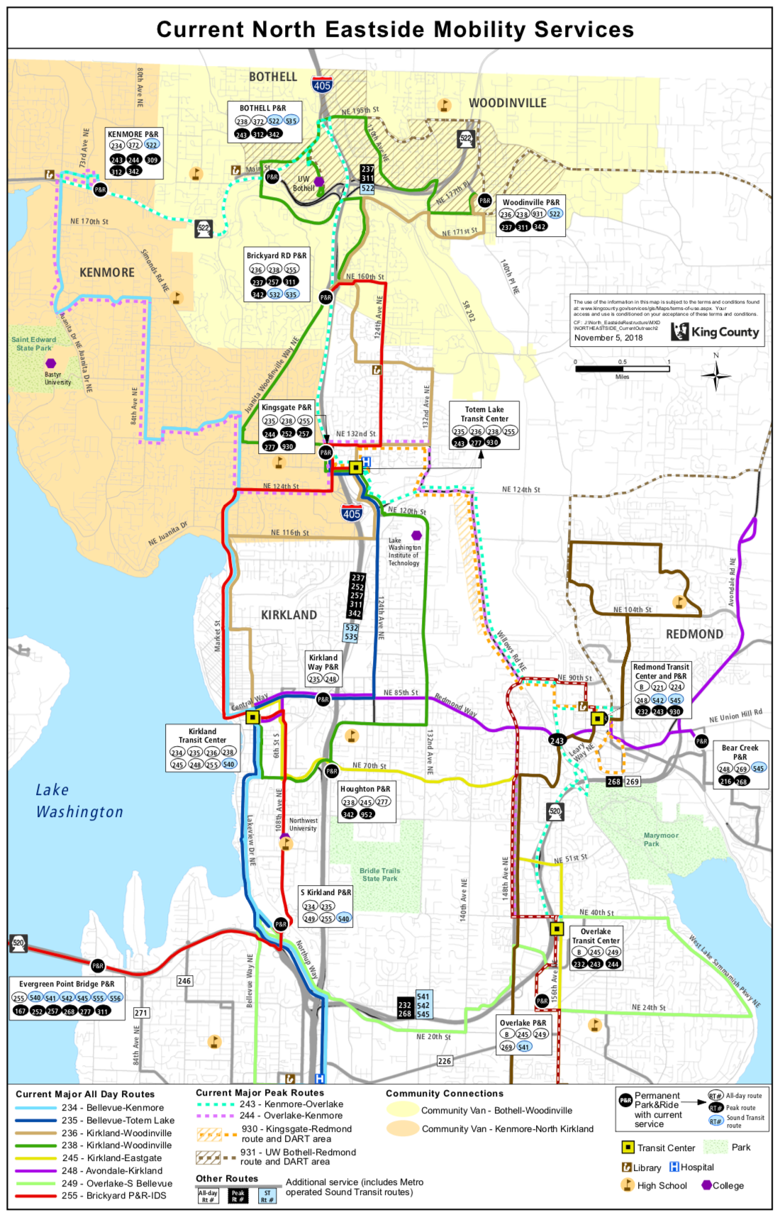 Existing service structure in North East King County. (King County)