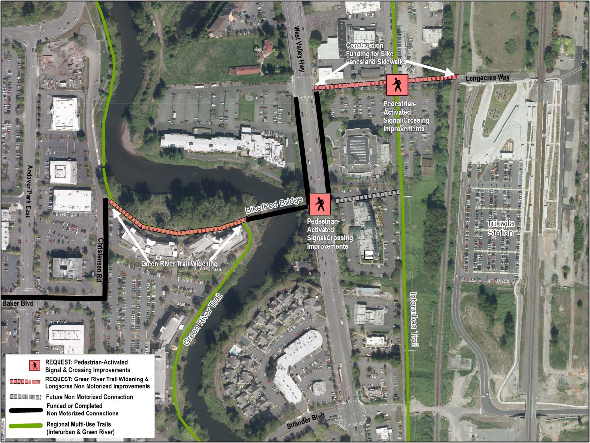 Proposed non-motorized improvements in Tukwila. (Sound Transit / City of Tukwila)