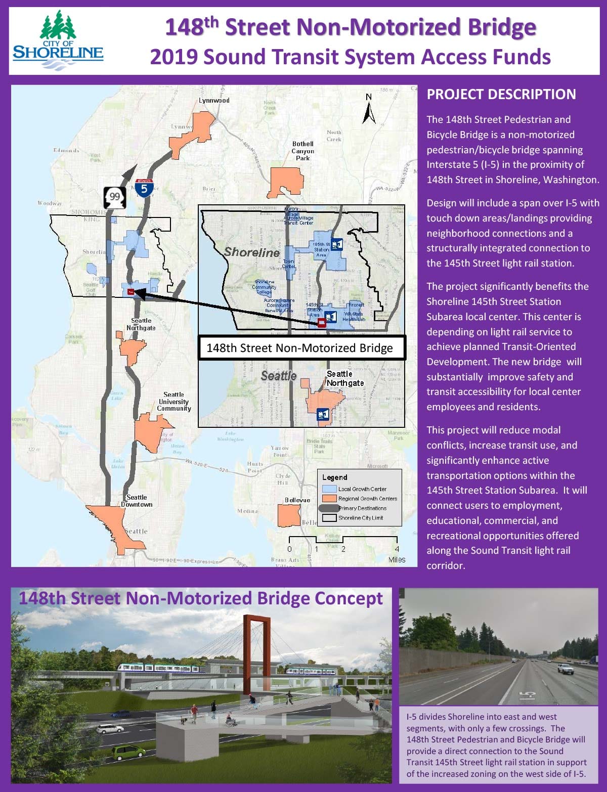 Planned NE 148th St pedestrian and bike bridge in Shoreline. (City of Shoreline)