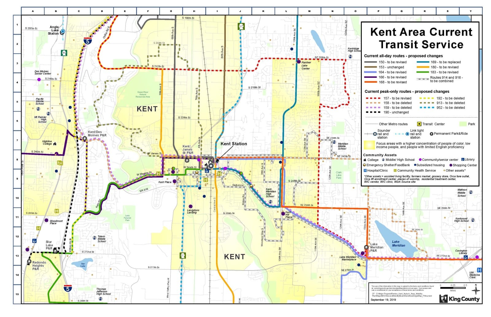 Existing Kent bus route network. (King County)