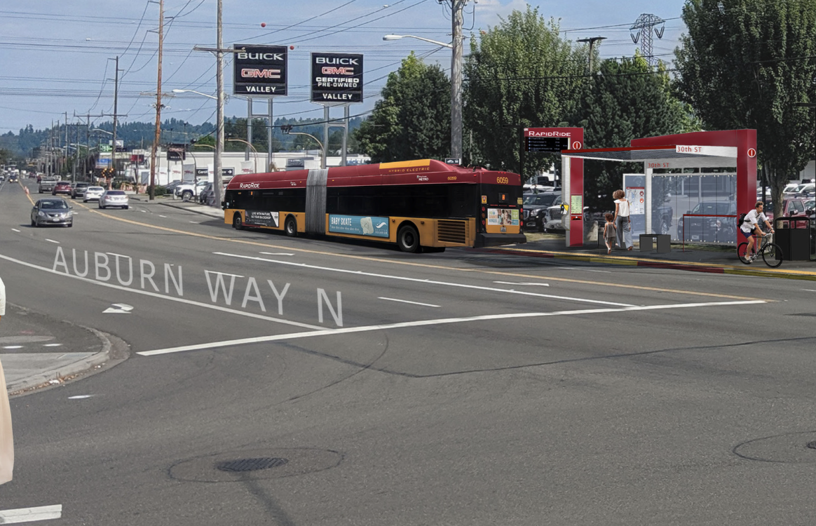 Rendering of a station on Auburn Way N in Auburn. (King County)