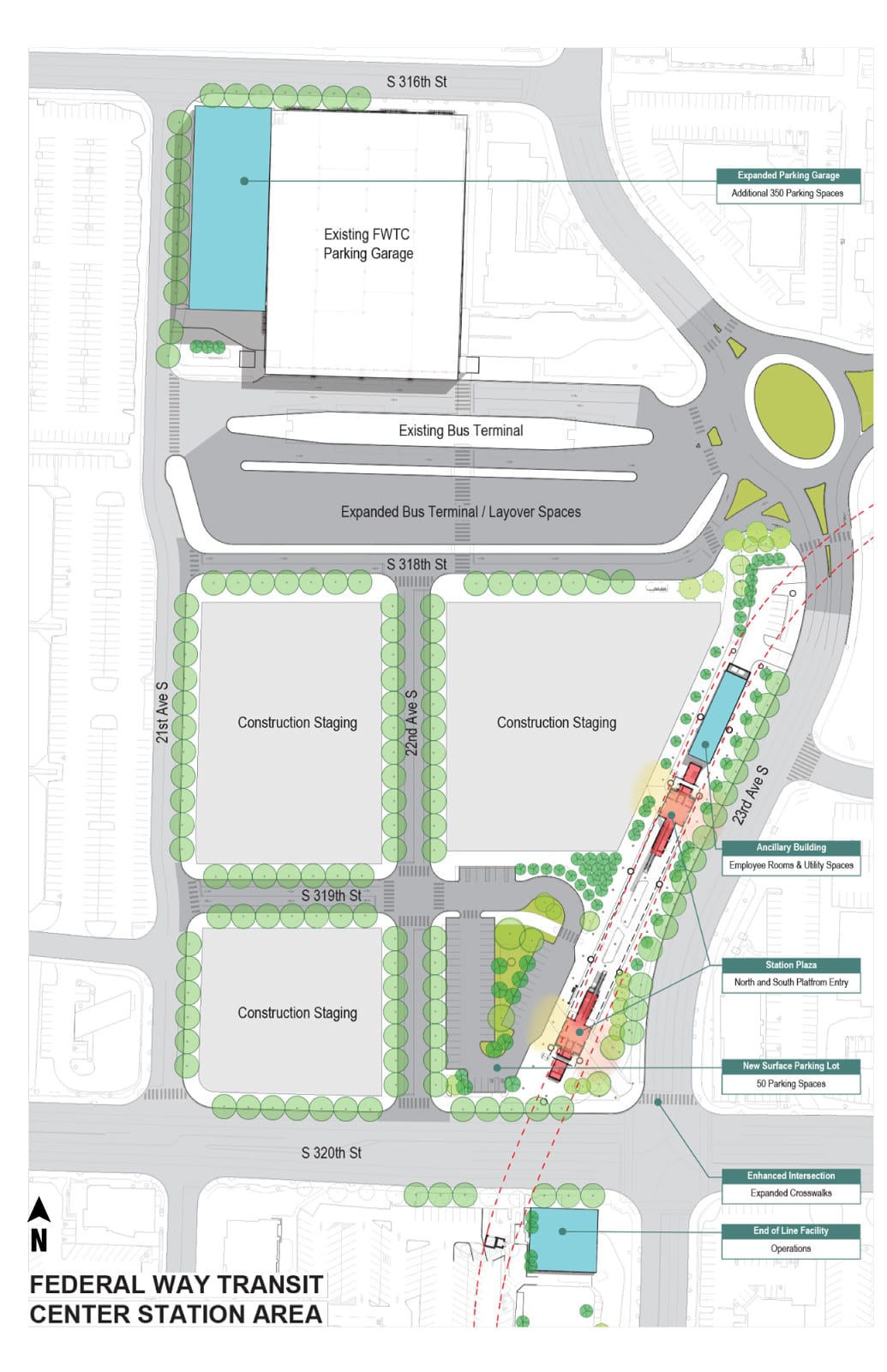 Current site plan for the Federal Way station. (Sound Transit)
