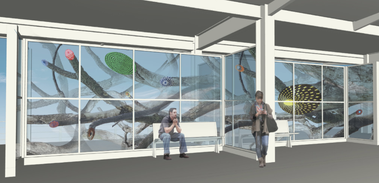 A rendering of the conceptual station platform artwork by the RE:site Studio duo Norman Lee and Shane Allbritton. (Sound Transit)