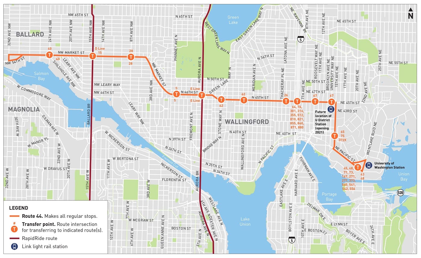 SDOT's project map indicates the many key connections with other transit lines. The crosstown route intersects many major routes, which tend to be north-south in hourglass-shaped Seattle. (SDOT)