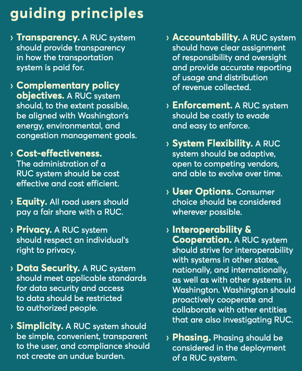 Guiding principles for the RUC program. (WSTC)