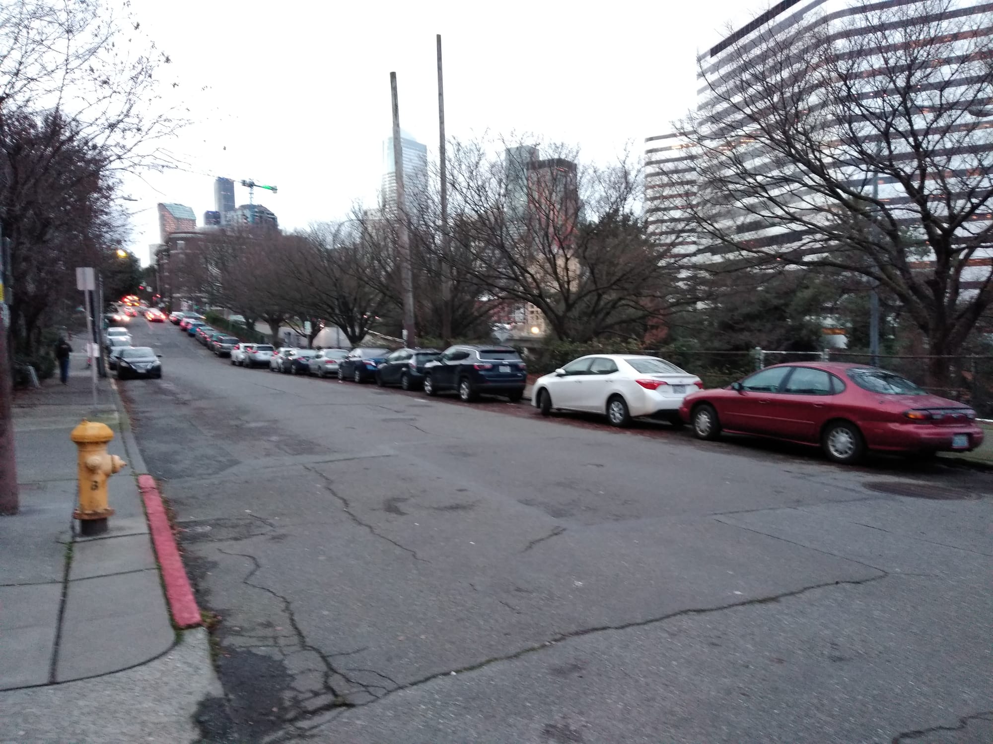 Parking will be removed along Melrose between Pine Street and Denny Way to install protected bike lanes. (Photo by the author)