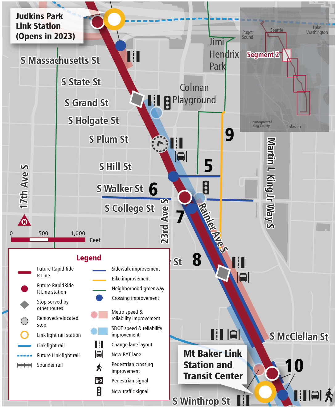 The Mount Baker segment gets a section of northbound BAT lanes. (King County Metro)