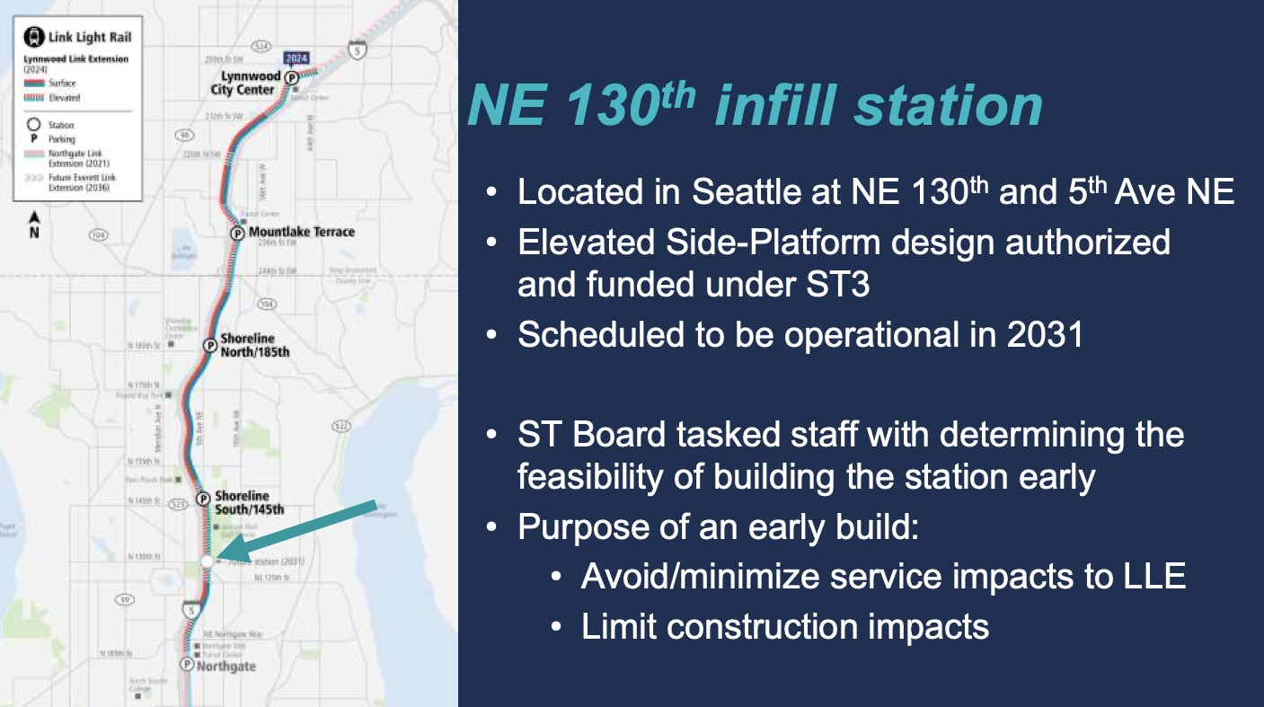 The infill station would between Northgate Station and Shoreline South Station. (Sound Transit)