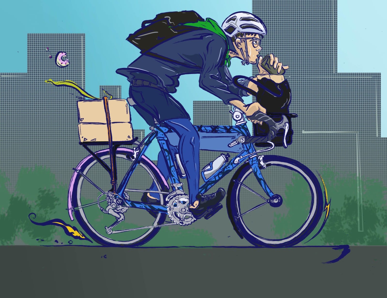 Food delivery guy on a bike. (Reed Olsen)