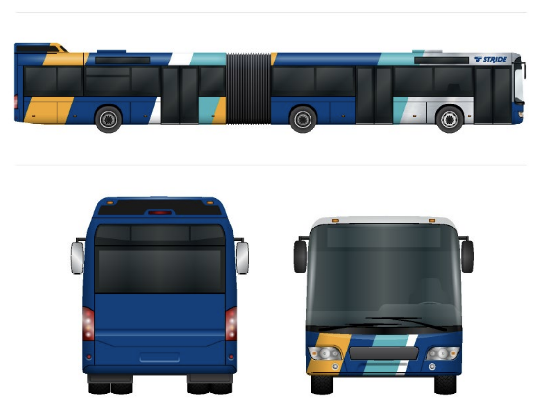 Sound Transit's very busy livery planned for Stride coaches. (Sound Transit)