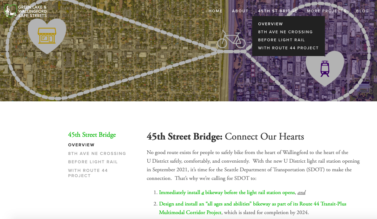 45th Street Bridge: Connect Our Hearts reads the overview on the project website. (Credit: Greenlake and Wallingford Safe Streets)