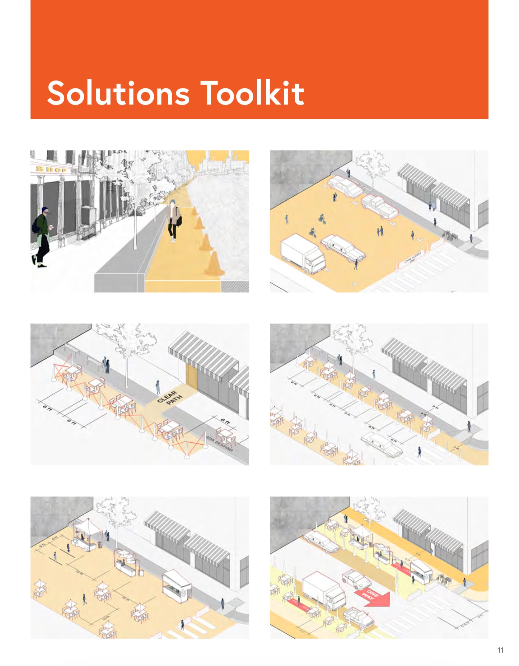 Public Health’s toolkit for healthy streets with adequate social distancing. Some of these have only recently become available in Seattle. (Public Health -- Seattle and King County)