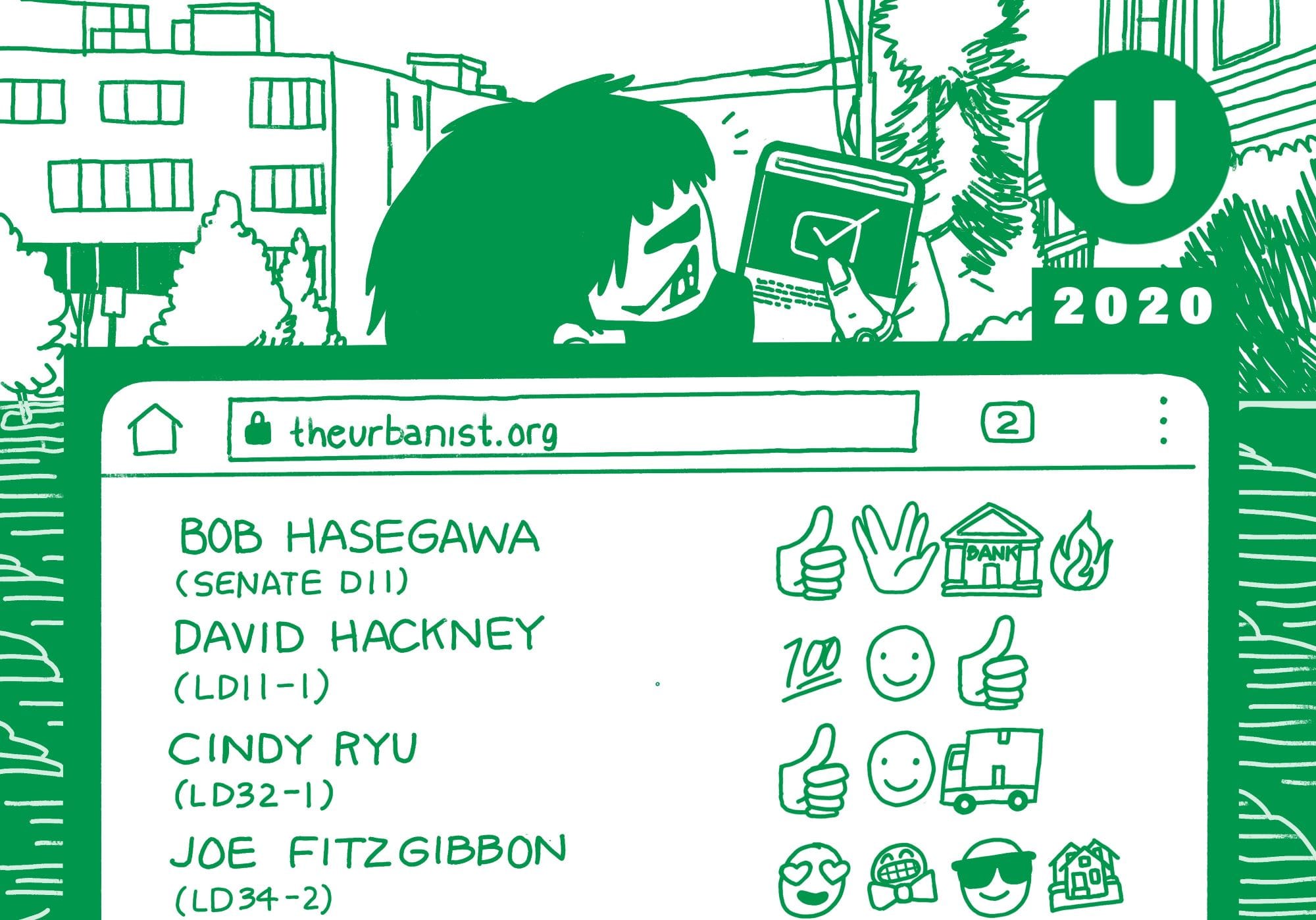 
                     Our endorsed candidates with emojis communicating our reaction.
                     