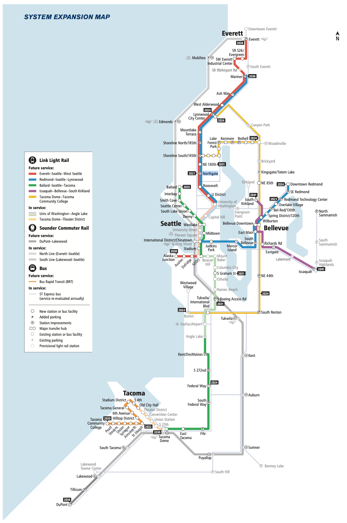 Sound Transit map with ST3 projects