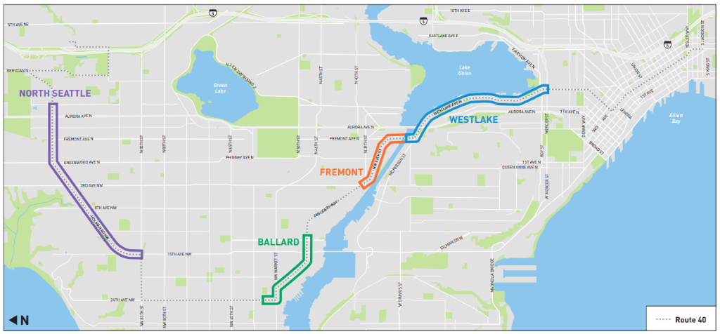 A map showing portions of the Route 40 corridor that are a focus for right-of-way improvements.