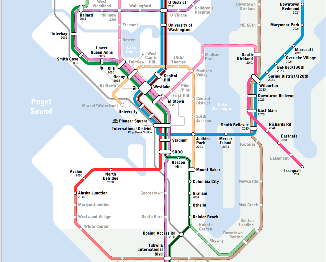 Seattle Subway’s 2021 Map Upgrades Light Rail Connections in Renton, Lynnwood, and Kirkland