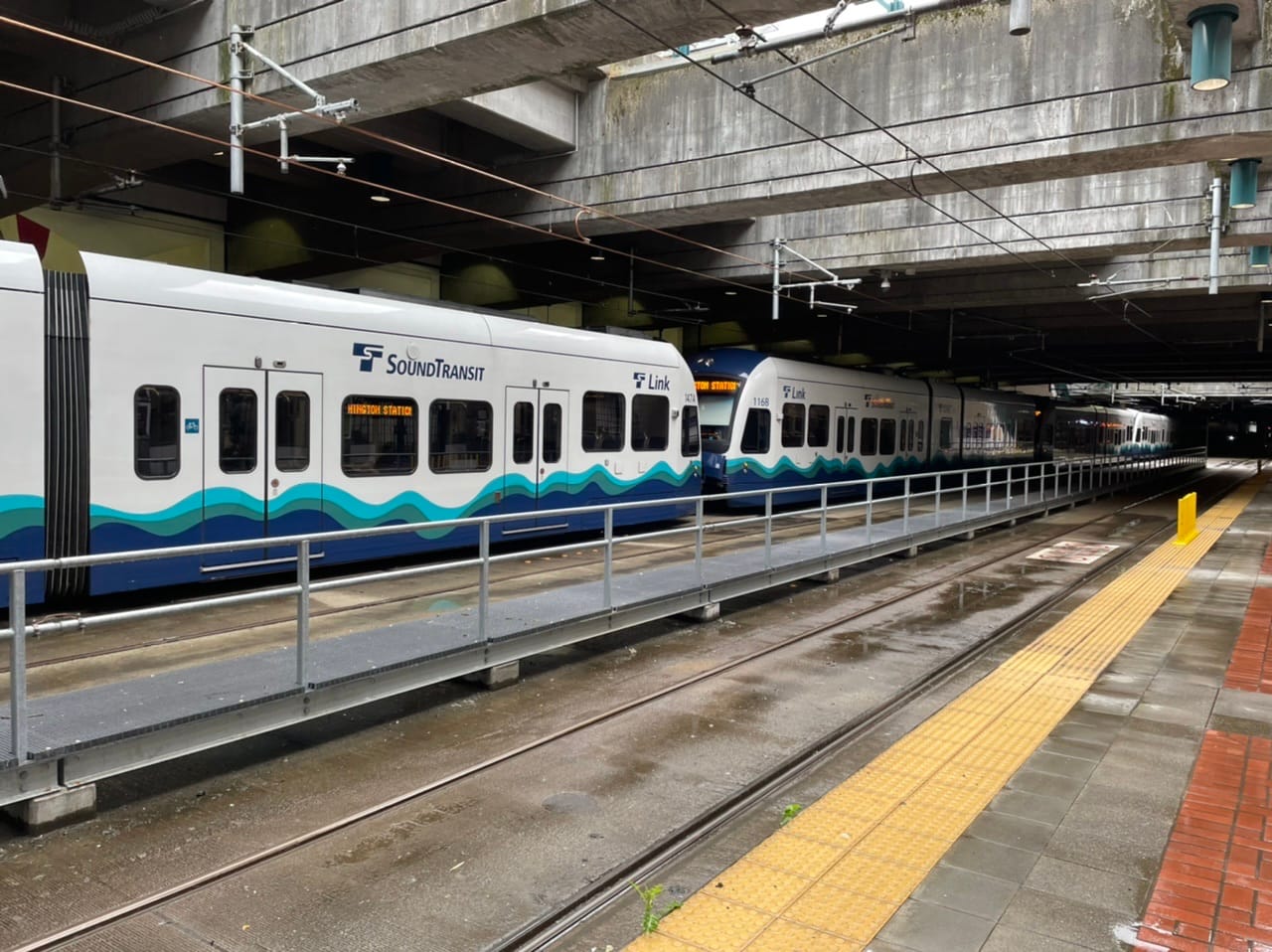 
                     Sound Transit Link light rails at the Chinatown/International District Station
                     
