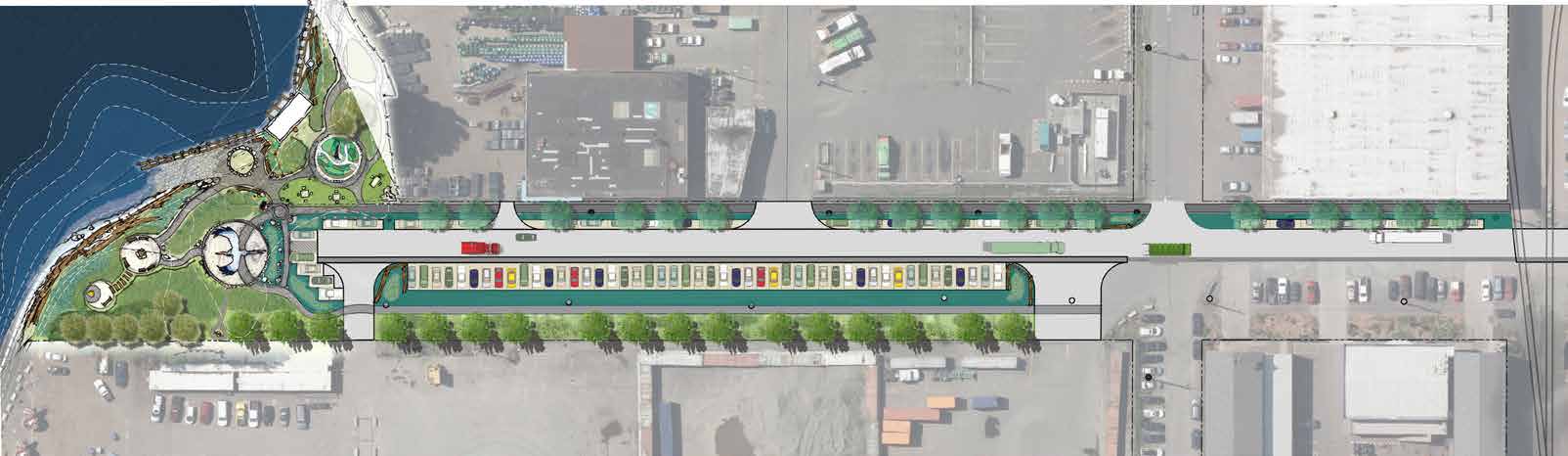A graphic showing the plans to create a connection on 8th Avenue S. in Georgetown. 