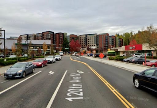 120th Ave N approaching Village @ Totem Lake.